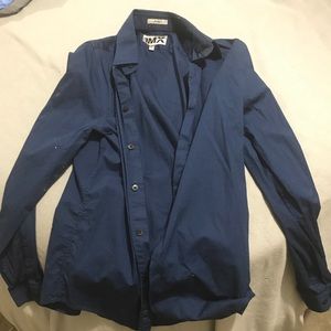 Express 1MX Collared Dress Shirt x Small - Blue